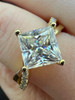 HarlemBling Moissanite Princess Cut Square Engagement Promise Ring 14k Gold Plate 925 Silver