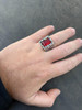 HarlemBling Mens Real 925 Sterling Silver Iced Simulated Big Red Ruby Nugget Hip Hop Ring