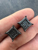 Italiano Silver, Inc. Black MOISSANITE Oxidized Rhodium Over 925 Silver Square Kite Earrings Hip Hop