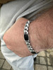HarlemBling Real Mens Miami Cuban Link Bracelet W. Black Onyx Gemstone 925 Sterling Silver