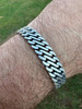 HarlemBling Custom Double Miami Cuban Figure Eight Link Bracelet 12mm Wide Real 925 Silver