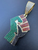 Italiano Silver, Inc. Free Palestine Fist Palestinian 925 Silver Gold Plated Pendant Chain CZ Necklace