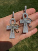 Hip Hop Moissanite Ankh Cross W. Eye Of Horus Pendant - Iced 925 Silver 2" Mens Necklace