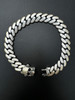 HarlemBling Custom Skull Lock Miami Cuban Link Bracelet 12mm Real 925 Silver Oxidized Finish