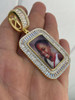 MOISSANITE Custom Photo Memory Pendant Baguette Dog Tag - 14k Yellow/Rose Gold Vermeil Or 925 Silver - Medium 2"