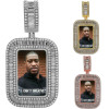 MOISSANITE Custom Photo Memory Pendant Baguette Dog Tag - 14k Yellow/Rose Gold Vermeil Or 925 Silver - Medium 2"