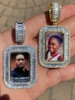 MOISSANITE Custom Photo Memory Pendant Baguette Dog Tag - 14k Yellow/Rose Gold Vermeil Or 925 Silver - Medium 2"