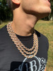 HarlemBling Rope Chain Necklace Iced Out CZ Stones - 14k Rose Gold Vermeil 925 Silver - 9mm - 16"-30"