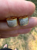 HarlemBling MOISSANITE Square Dome Hip Hop Earrings - 14k Gold Vermeil 925 Silver - 9mm