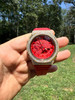 MOISSANITE Real 14k Gold Over 925 Silver Iced Red Casio G Shock GA2100 Watch ICED OUT WATCHES HarlemBling