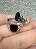 Miami Cuban Ring - 925 Silver Oxidized - Black Onyx Stone