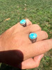Arabian Nights Ring - 925 Silver Oxidized - Genuine Blue Turquoise Stone
