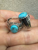 Navajo Tribe Ring - 925 Silver Oxidized - Genuine Blue Turquoise Stone