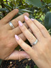 Scraped 925 Silver Men's Ladies 6mm Wedding Band Ring W. Solitaire Moissanite Imported from eBay HarlemBling