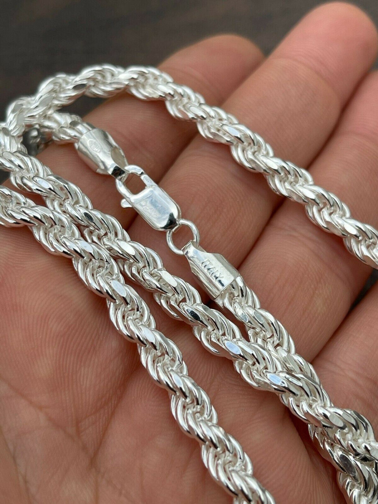 Men's Rope Chain Real Solid 925 Sterling Silver Necklace 6mm 18"30
