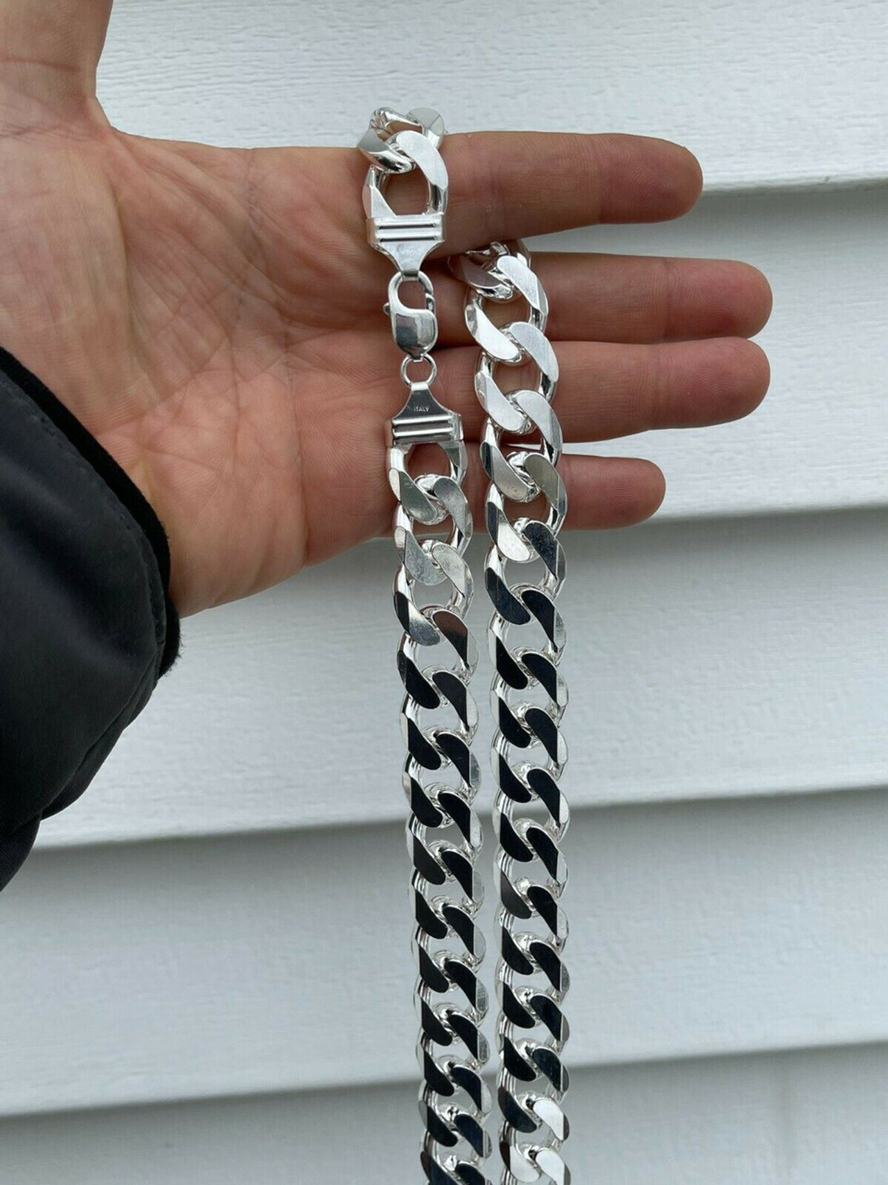 Mens Real Solid 925 Sterling Silver Miami Cuban Link Kilo Chain 17.5mm