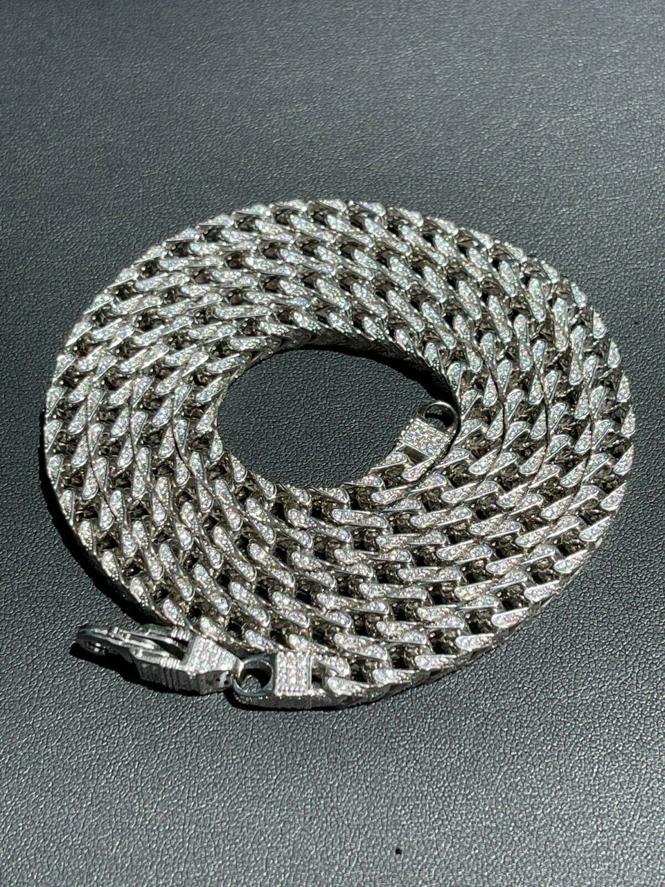 Real Solid 925 Sterling Silver Men's Franco Chain 6mm Thick ICED