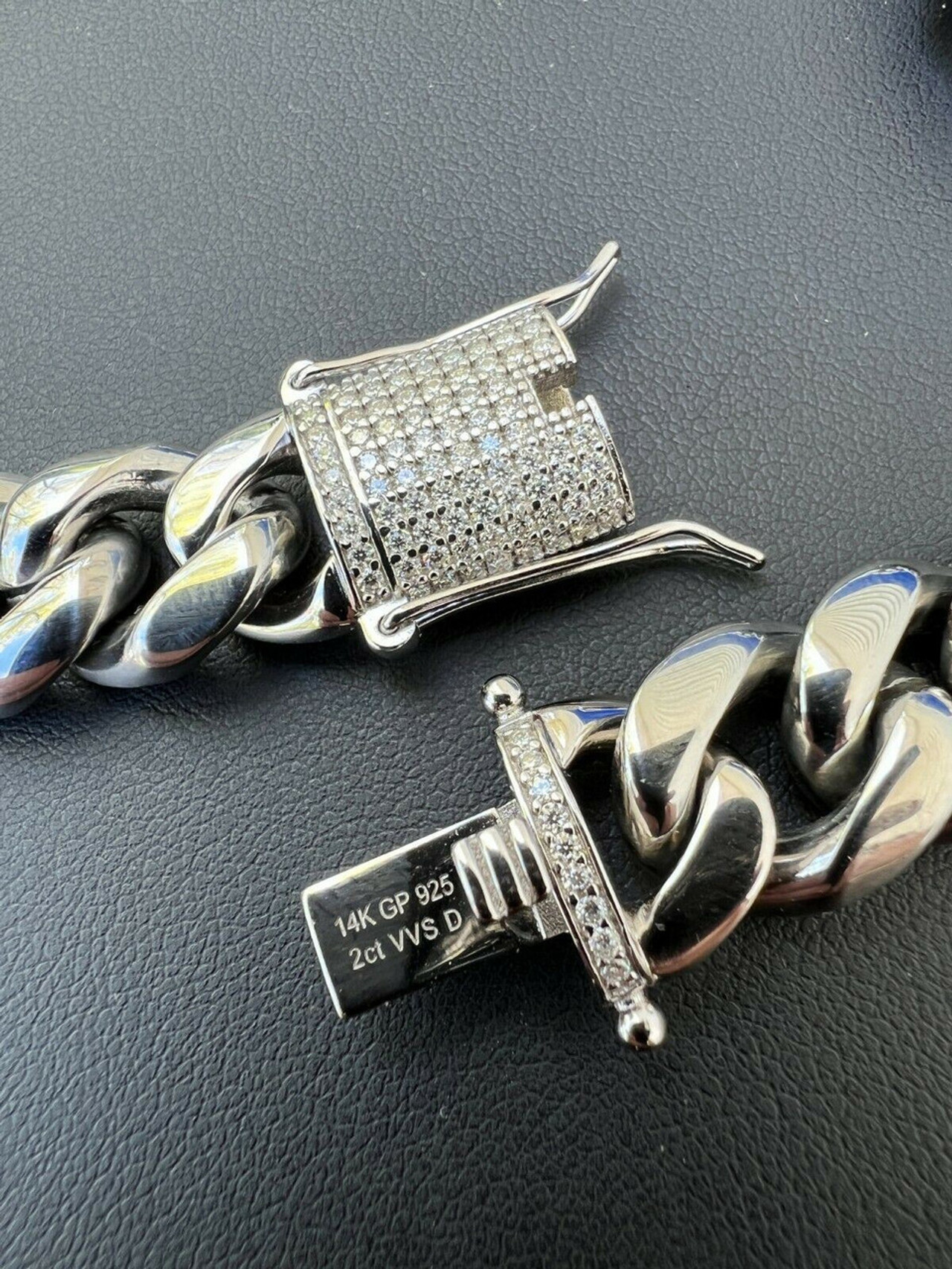 Real Miami Cuban Link Chain Bracelet Iced MOISSANITE Clasp Passes