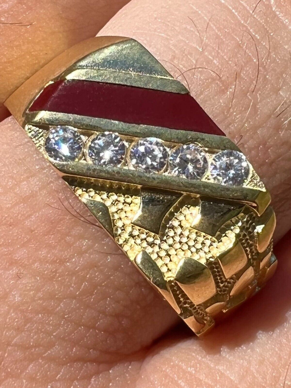 MOISSANITE Mens 14k Gold Plated Real 925 Silver Iced Pinky Ring Hip Hop