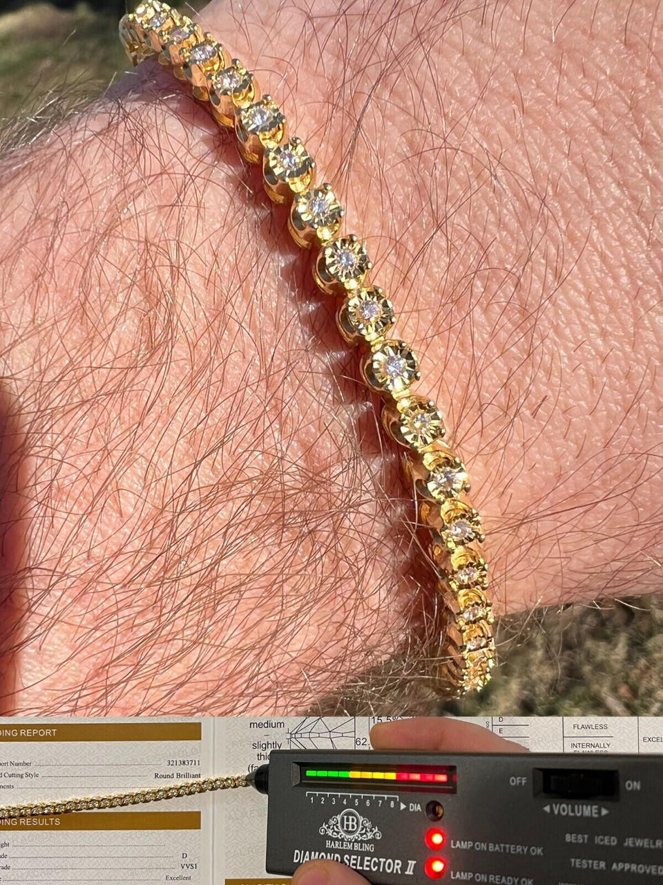 MOISSANITE Tennis Bracelet 14k Gold Plated 925 Silver Yellow Canary 3mm