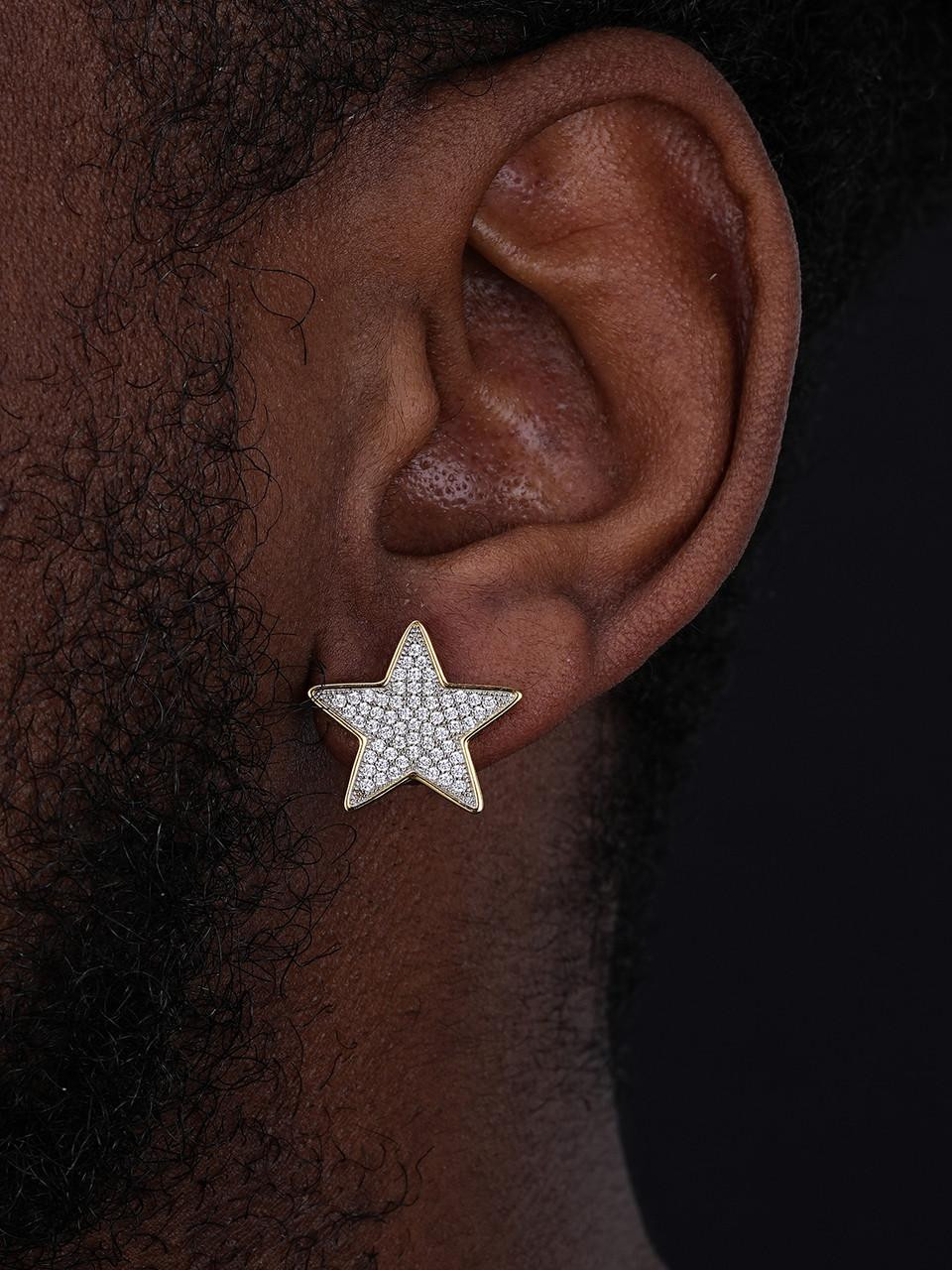 Large Real 925 Silver 14k Gold Filled Iced Star Diamond Hip