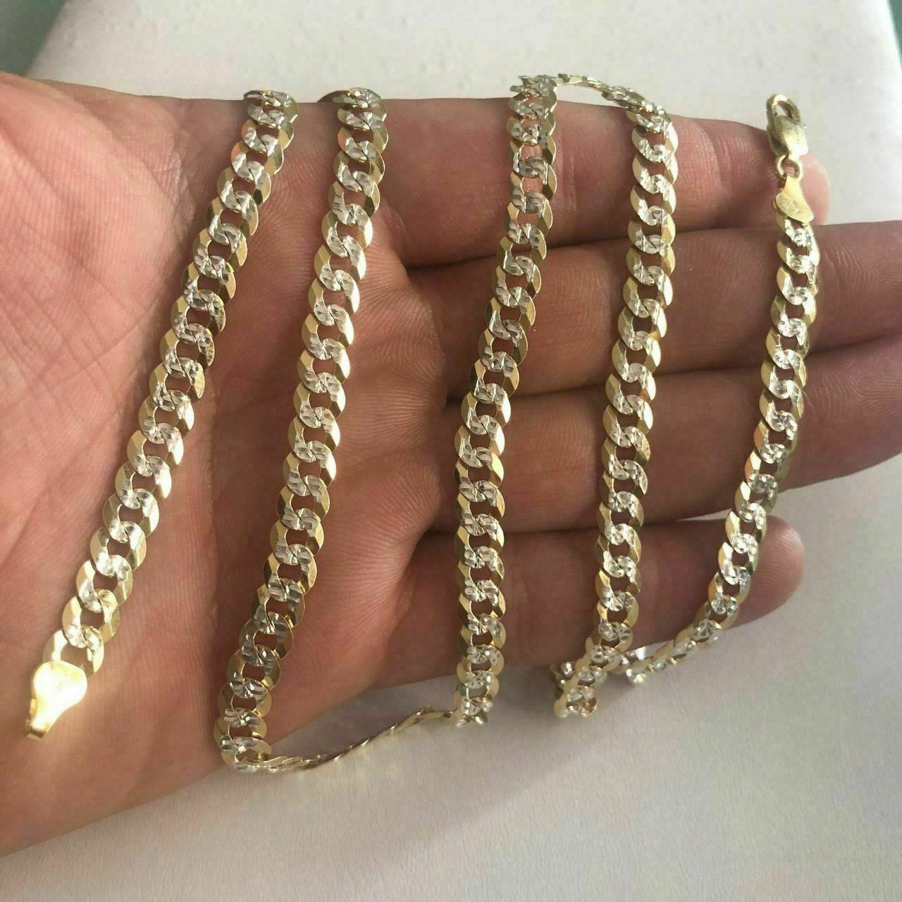 Men's Diamond Cut 6mm Cuban Chain 14k Gold Over Solid 925