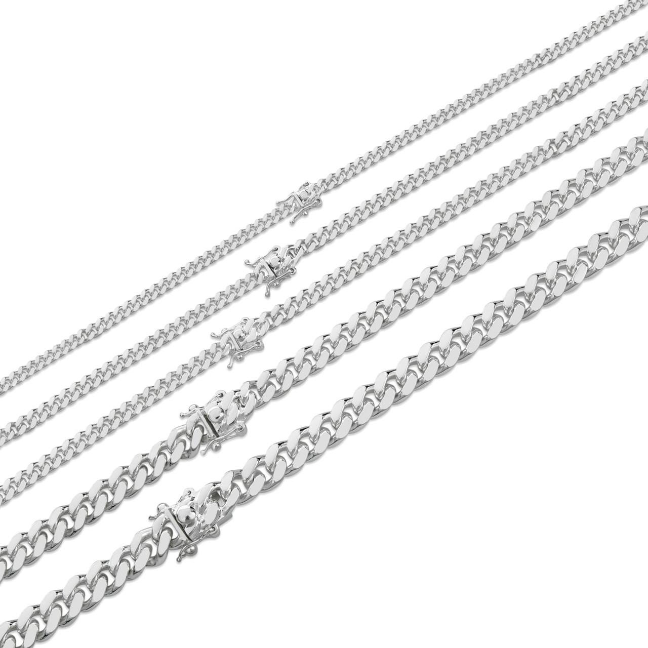 アクセサリー SILVER925 MIAMI CUBAN CHAIN 60cm Solid 925 Sterling Silver Miami Cuban Chain Necklace Box Lock