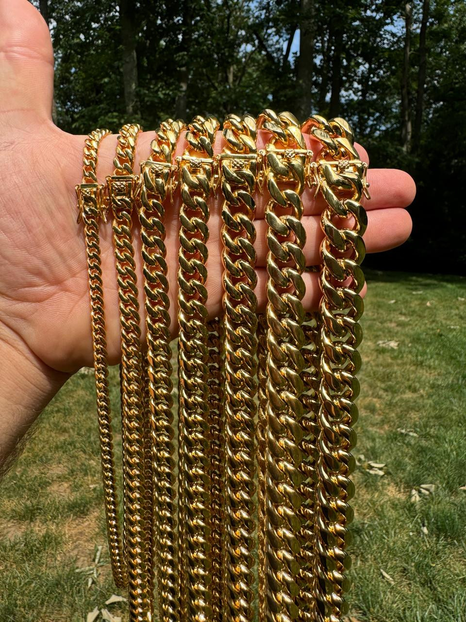 Men's Miami Cuban Link Chain 18k Gold Plated Stainless Steel