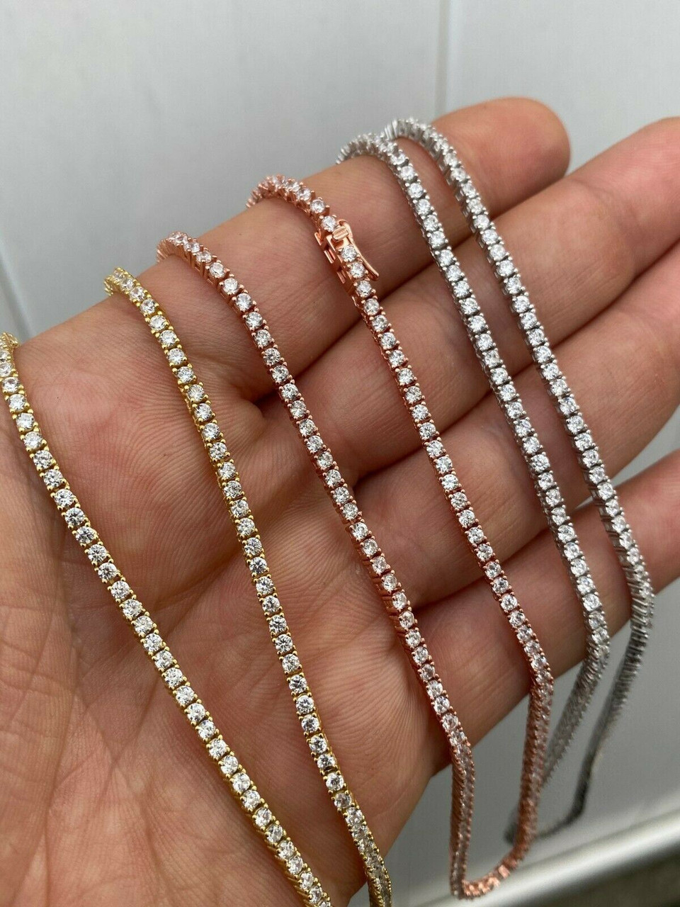 Micro Tennis Necklace Iced Out CZ Stones - 2mm Tennis Chain