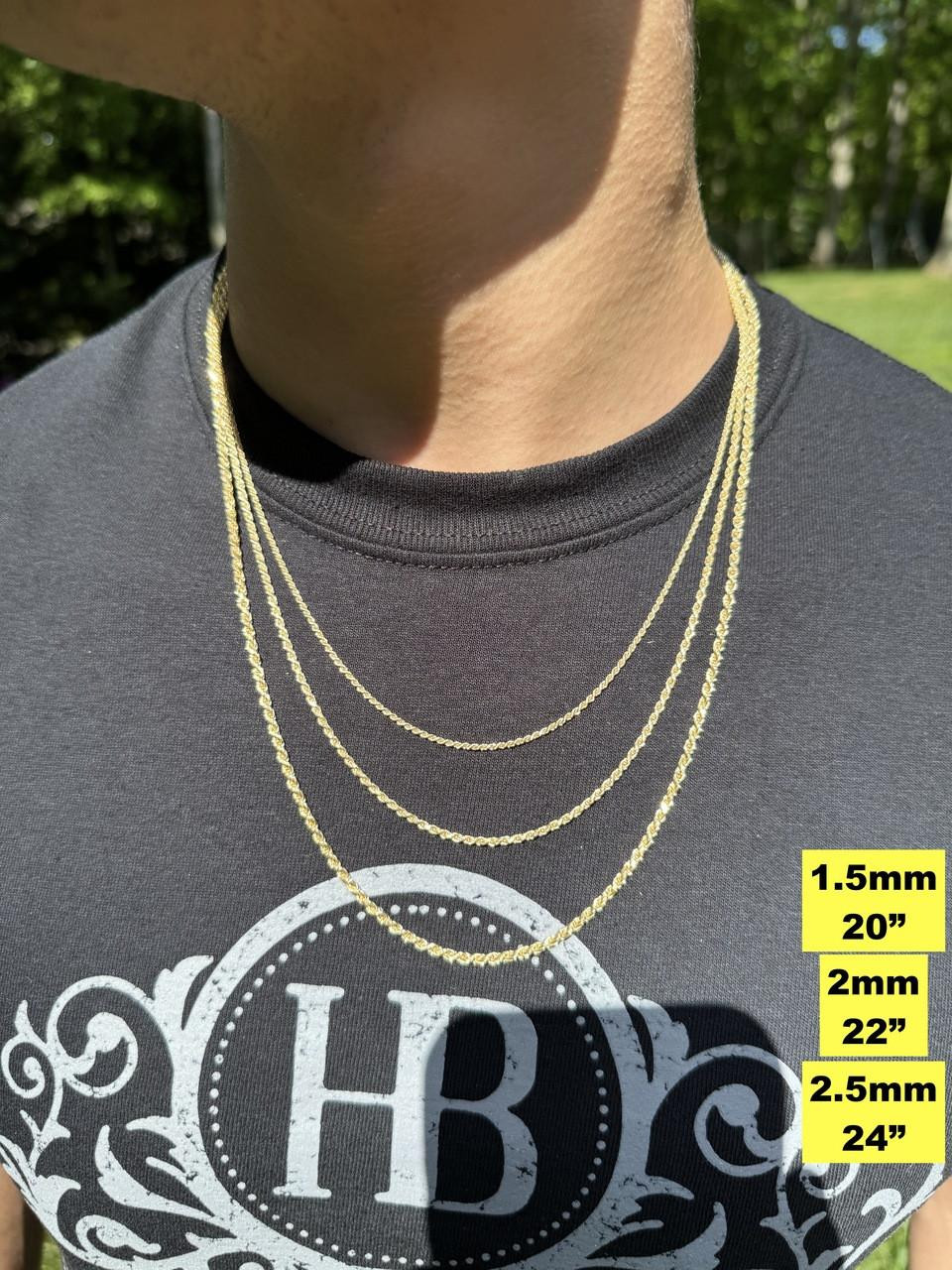 14k Gold Rope Chain Necklace Harlem Bling - Main Image