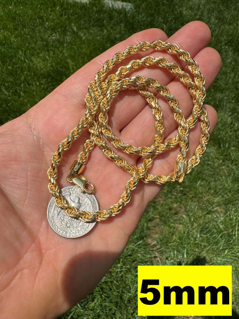 14k Gold Rope Chain Necklace Harlem Bling