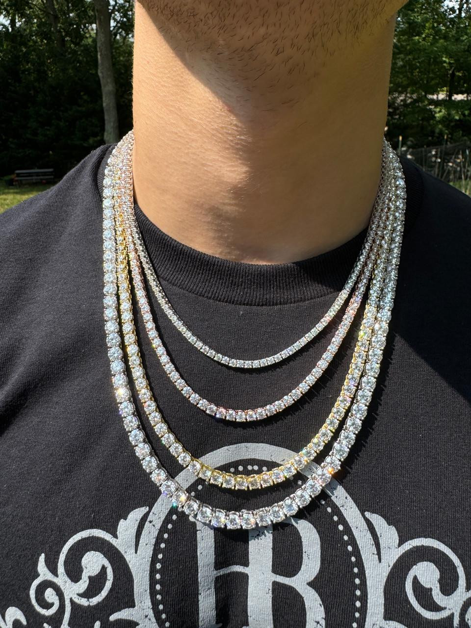 Moissanite 10k Tennis Necklace 10K Gold Moissanite Tennis Necklace