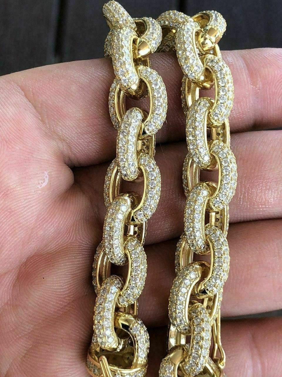 LOHME♡ローム-Big Circle Bracelet Men‚Äôs ICY Hip Hop Rolo Bracelet 14k Gold Over Solid 925