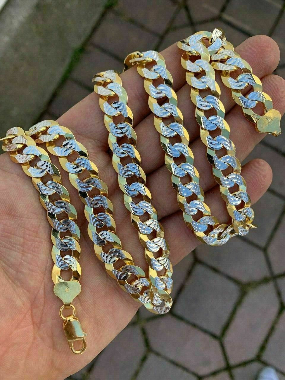 Men's Diamond Cut 11mm Miami Cuban Chain 14k Gold Over Solid 925