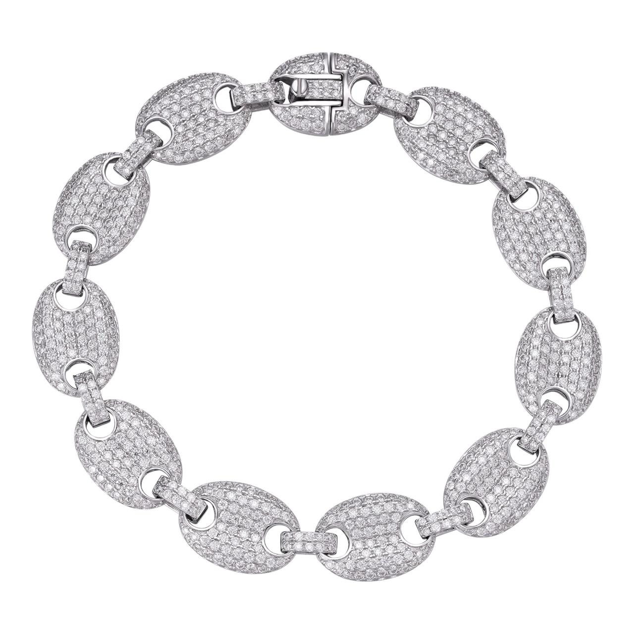 Mens 12mm Gucci Link Bracelet Solid 925 Sterling Silver ICY Man