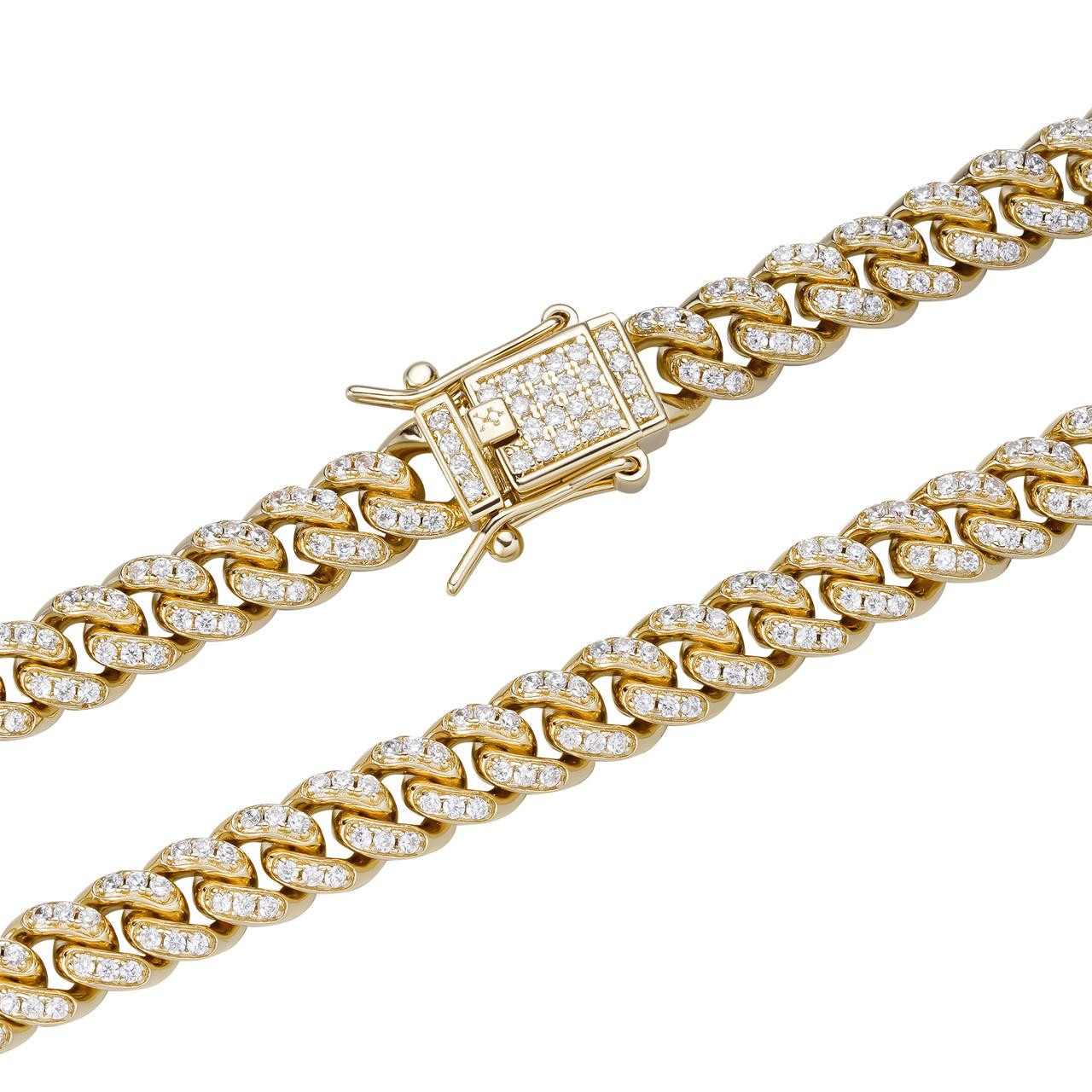 Diamond Lock Cz Diamond Cuban Chain 6mm Miami Cuban Iced 14k Gold