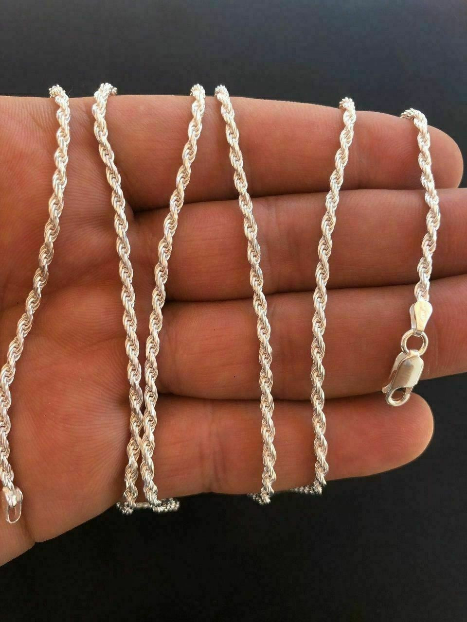 925 Italy Italian Gold Rope Chain Solid 925 Sterling Silver Rope