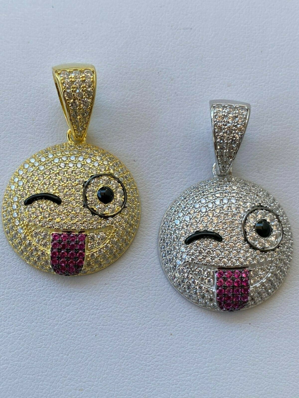 【bighugclub】SMILEY necklace JewelersClub Accent Blue And White Diamond 14K Gold Over