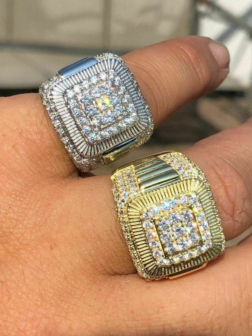 ☆Hei☆ sv925flower ring HE23WIRSW639XXFR Solid 925 Silver Men's Hip Hop Rapper Big Diamond Pinky RING