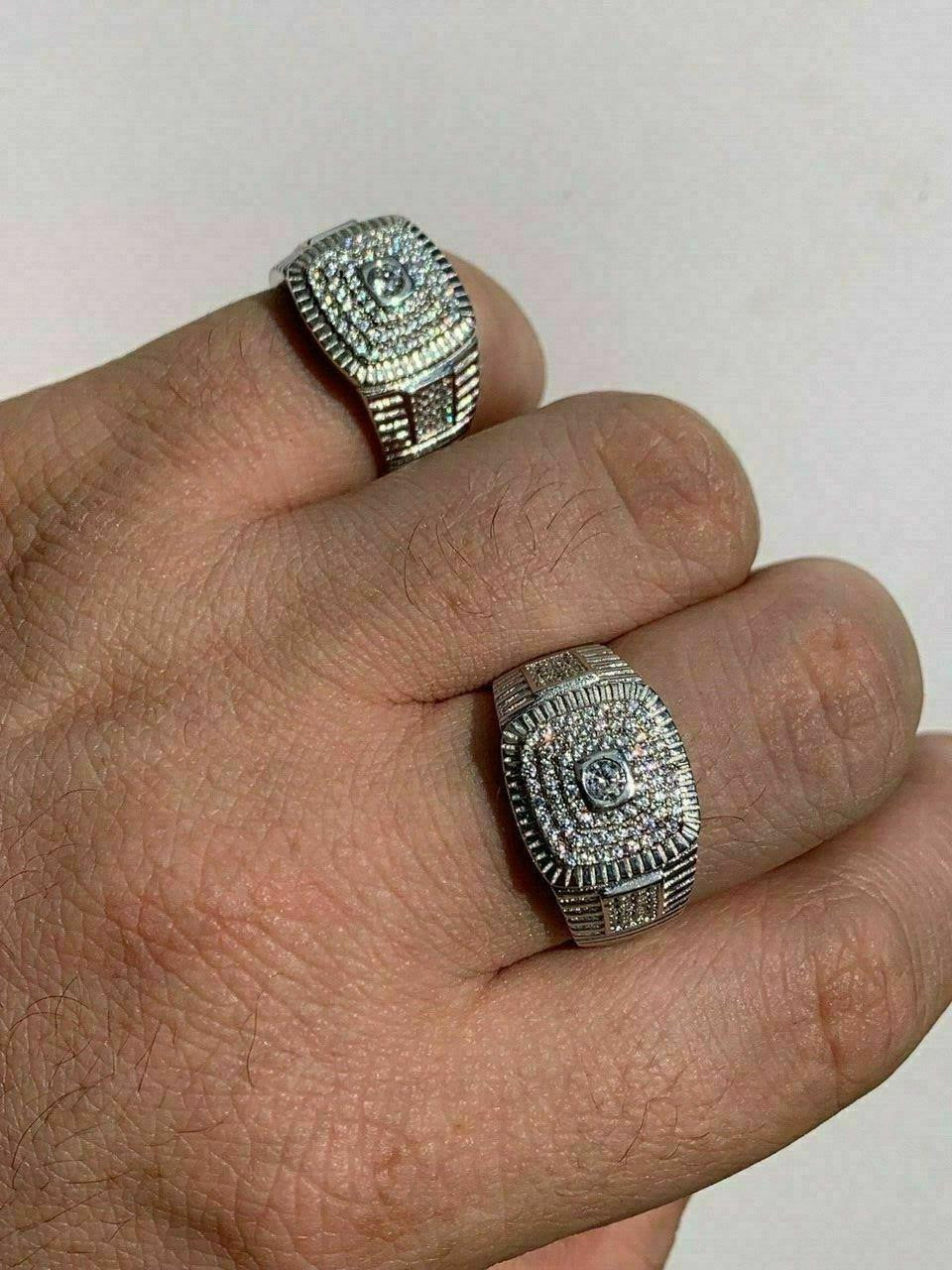 Men's Solid 925 Sterling Silver 2ct Lab Diamond Pinky RING ICY