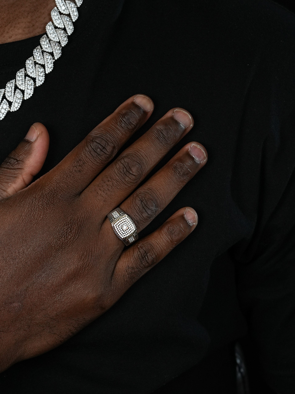 ¥ Ring シルバーリング925 lab diamond Men's Solid 925 Sterling Silver 2ct Lab Diamond Pinky RING ICY