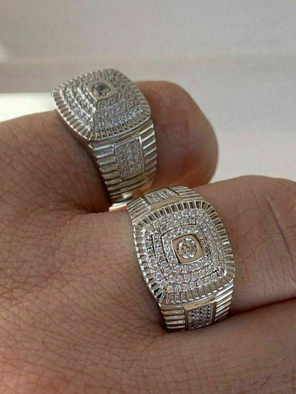 Men's Solid 925 Sterling Silver 2ct Lab Diamond Pinky RING ICY