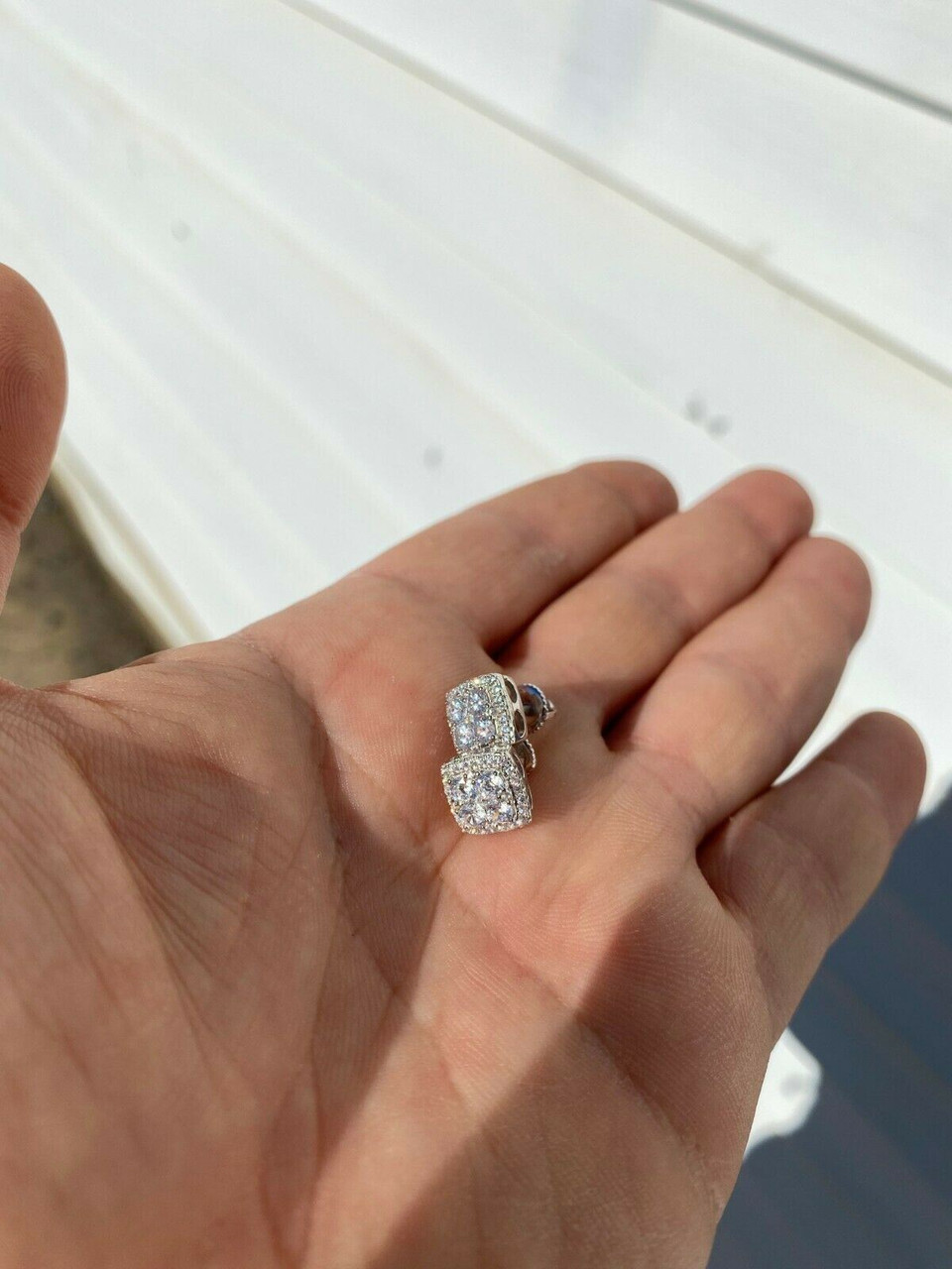 Orecchini Da Uomo 7 Mm Rotondi Con Fondello A Vite Hip Hop - Foto 9