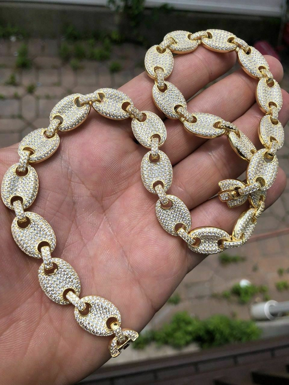 【送料&関税込】Gucci Gold l Chocker 14k Gold Over Solid 925 Sterling Silver Mens Gucci Link