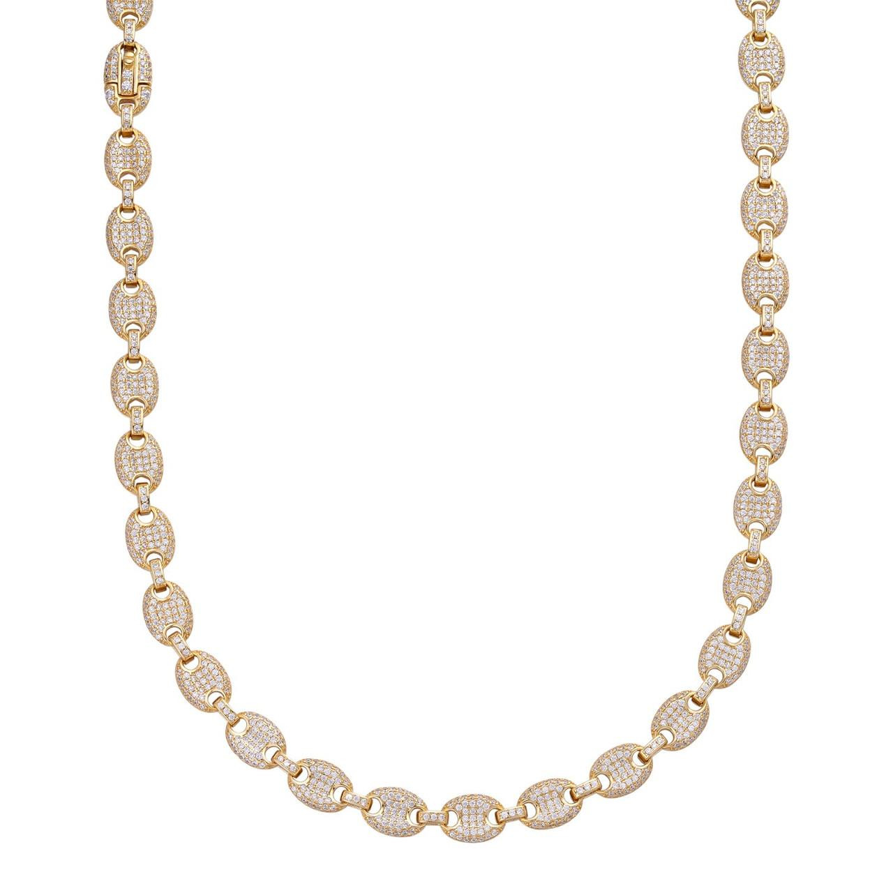 Men's Mariner Gucci Link Chain ICY Diamonds 14k Gold Over Solid
