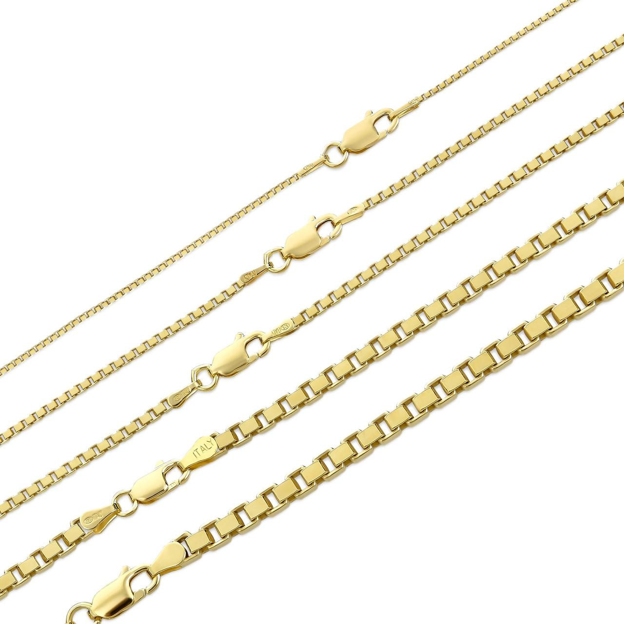 Box Chain Necklace 14k Gold Vermeil 925 Sterling Silver 16