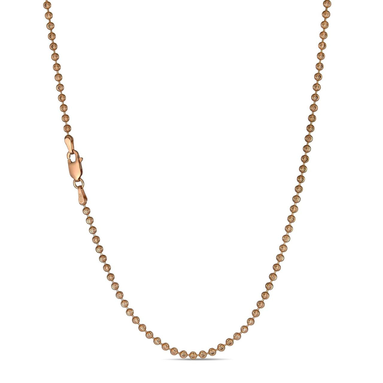 14k Rose Gold Solid 925 Silver Ball Moon Diamond Cut Chain ITALY