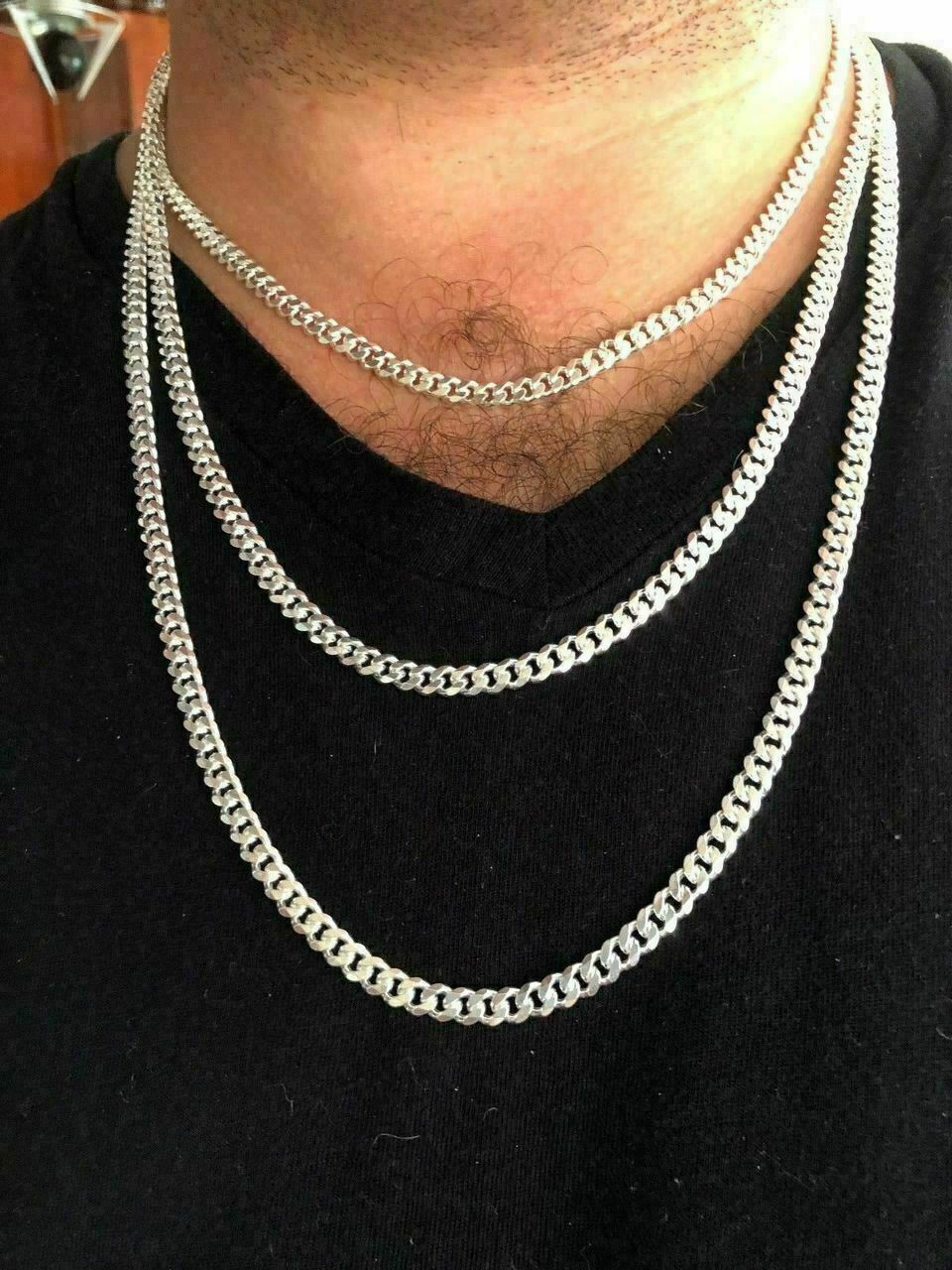 Solid 925 Sterling Silver Mens 5mm Tight Link Miami Cuban Link