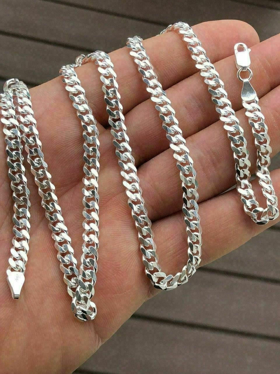 Solid 925 Sterling Silver Mens 5mm Tight Link Miami Cuban Link