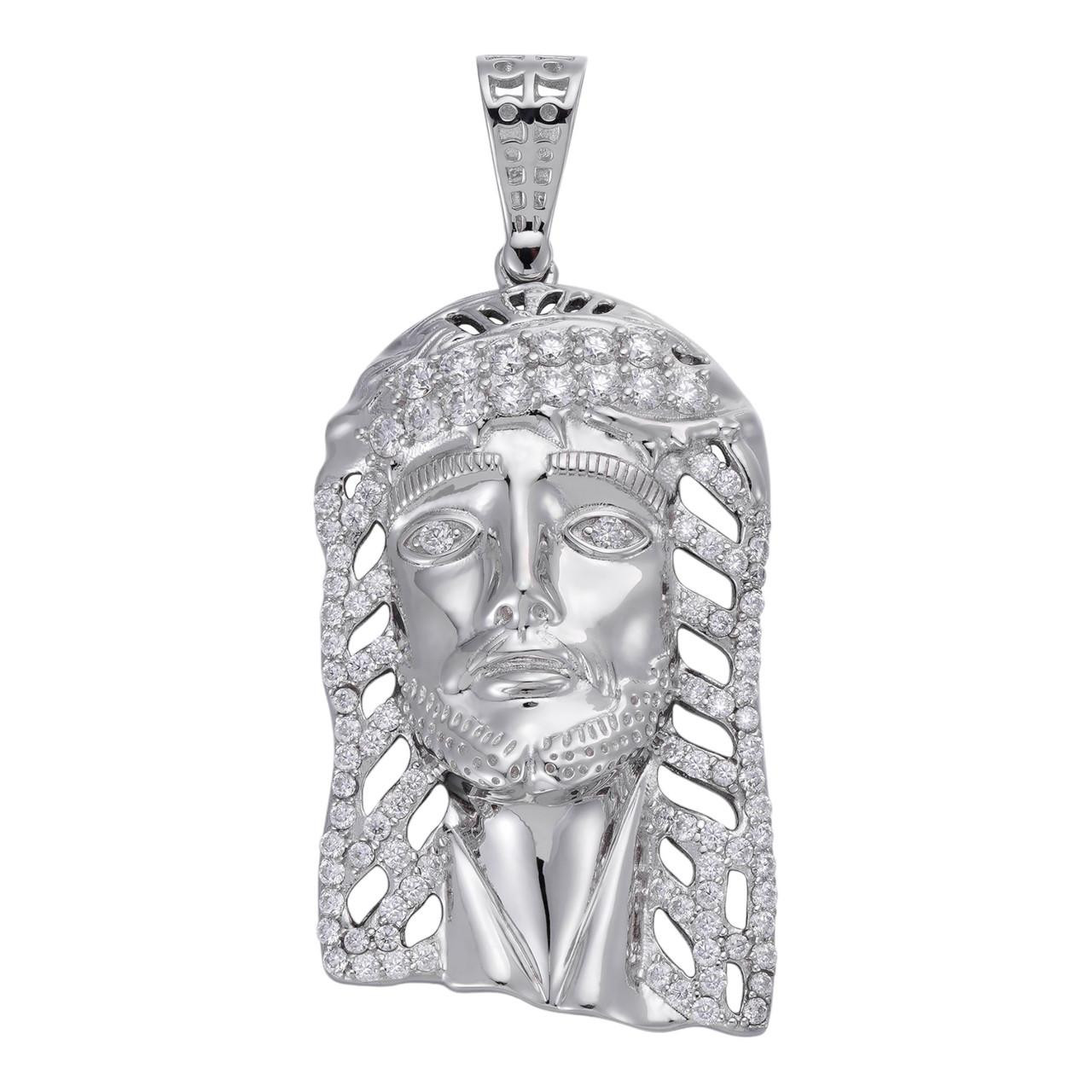 【STING925】Jesus Piece Pendant Men's Real 925 Sterling Silver Jesus Piece Necklace 1x1.5